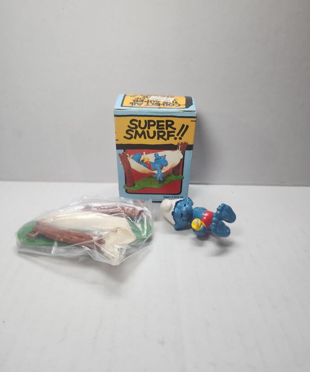 Smurfs Hammock Super Smurf Forest Power Nap 40226 Rare Vintage Figure 1981. New